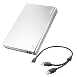 アイ・オー・データ機器 Wii U対応ポータブルHDD Y字USBケーブル付 銀 HDPC-UT500YS画像