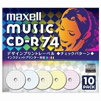 日立マクセル CDRA74PMIX. S1P10S 音楽用CDR．録音時間74分．デザインプリントレーベル10枚P1枚ずつPケース入り