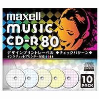 日立マクセル CDRA80PMIX. S1P10S 音楽用CDR．録音時間80分．デザインプリントレーベル．10枚P．1枚ずつPケース入り