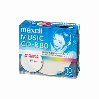 日立マクセル CDRA80WP.10S 音楽用CDR80分ワイドプリントレーベルホワイト10枚パック1枚ずつ5mmプラケース入り