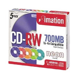 イメーション CDRW80A CLNx5S CDRW 700MB ブランド入 カラーミックス 5枚パック スリムケース入画像