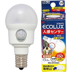 アイリスオーヤマ LDA3L-H-E17SH LED電球 人感センサー付 小形電球 斜め取付タイプ 電球色 250lm画像