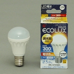 アイリスオーヤマ LDA5L-H-E17/D-V1 LED電球 小形 調光 電球色相当 （300lm）画像