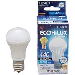 アイリスオーヤマ LDA6N-H-E17-V5 (ECOHiLUX) LED電球 小形 昼白色 440lm画像