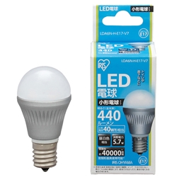 アイリスオーヤマ LDA6N-H-E17-V7 LED電球 小形 昼白色 440lm画像
