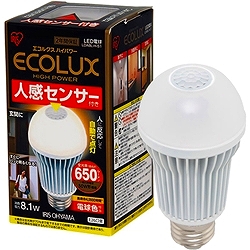 アイリスオーヤマ LDA8L-H-S1 LED電球 人感センサー付 電球色相当 （650lm）画像
