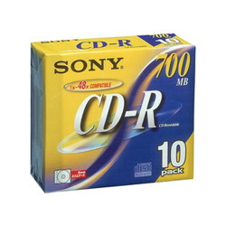 ソニー 10CDQ80DNS スタンダードタイプCD-R 10枚 ディスク700MB 5ミリケース画像