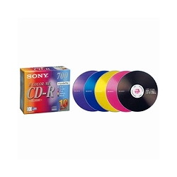 ソニー 10CDQ80EXS CD-R 10枚 ディスク700MB カラーミックス5色 5ミリケース画像