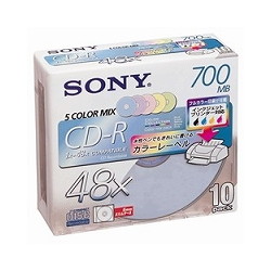 ソニー 10CDQ80FPX データ用CD-R 10枚組 700MB カラーミックス