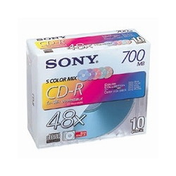 ソニー 10CDQ80FX 10枚組CD-Rメディア80分 ノンプリンタブル カラーミックス