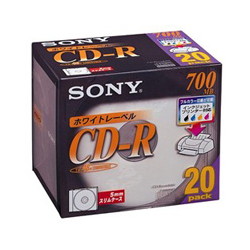 ソニー 20CDQ80DPW 光 ディスク CD-R / RW 20枚インクジェットプリンター対応20枚入り