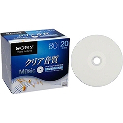 ソニー 20CRM80HPWS 録音用CD-Rオーディオ 80分 手書もできるホワイトワイドプリンタブル 20枚P