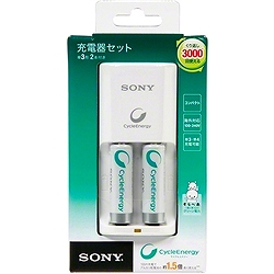 ソニー BCG34HS2RA ニッケル水素コンパクト急速充電器セット 単3（typ：1、000mAh）2本付属