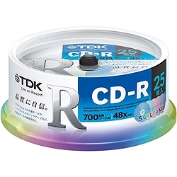 ＴＤＫ CD-R80CMX25PE CD-R 700MB 48X カラー5色ミックス スピンドルケース入25枚パック