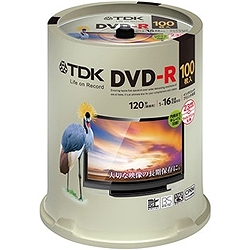 ＴＤＫ DR120DPWC100PUE DVD-R 録画用 120分 1-16X CPRM対応 ホワイトワイドレーベル スピンドルケース 100枚
