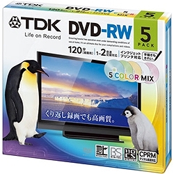 ＴＤＫ DRW120DPMA5UE DVD-RW 録画用 120分 1-2X カラーミックス 5mmスリムケースX5枚入