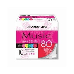 日本ビクター CD-A80XR10 オーディオ用CD-R80分10枚パックカラープリンタブル5mmケース