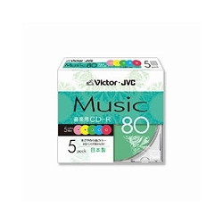 日本ビクター CD-A80XR5 オーディオ用CD-R80分5枚パックカラープリンタブル5mmケース