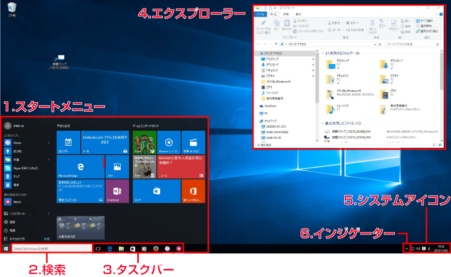Windows10 デスクトップの基本構成 