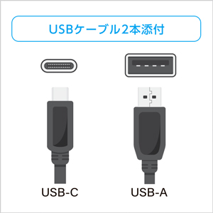 ケーブルはUSB Type-CとUSB Standard Aの2種類を添付
