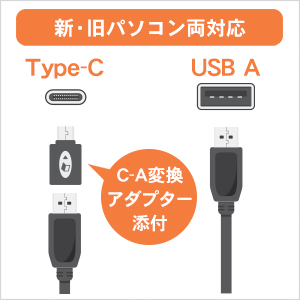 USB Type-C／USB Standard A コネクター搭載のパソコン対応