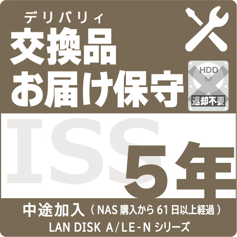 ISS-NLA-SO5／NAS用交換品お届け（デリバリィ）保守5年 AFTER加入