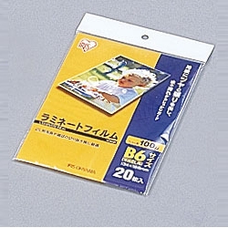 アイリスオーヤマ LZ-B620 ラミネートフィルム 100ミクロン(B6サイズ)/1箱20枚入
