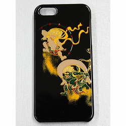 【クリックで詳細表示】伝統工芸王国 iPhone5用 高盛り蒔絵ケース「風神雷神」