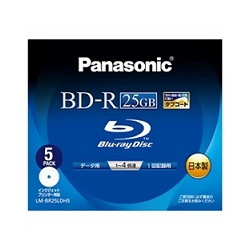 パナソニック LM-BR25LDH5 Blu-rayディスク25GB（1層/追記型/4倍速/ワイドプリンタブル5枚）