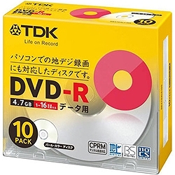 ＴＤＫ DR47DALC10S DVD-R PCデータ用 4.7GB 1-16X CPRM パールカラー 5mmスリムケースX10枚入