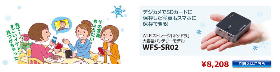 Wi-Fiストレージ　大容量バッテリーモデル 「ポケドラ」 WFS-SR02